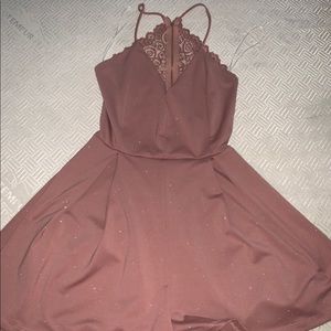 Glitter lace back romper